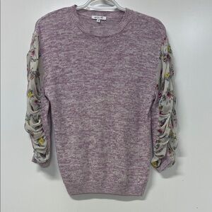 Spencer & Ella Sweater, XS, Purple/Pink, Floral  Long Sleeve Gathered